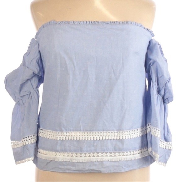 Off-the-Shoulder Cotton Dobby Top - Picture 3 of 5